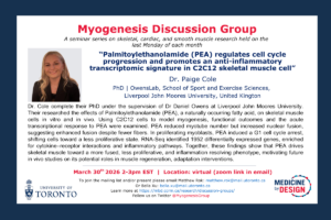 Dr. Cole will present their talk titled "Palmitoylethanolamide (PEA) regulates cell cycle progression and promotes an anti-inflammatory transcriptomic signature in C2C12 skeletal muscle cell" at 2-3pm EST on Monday the 30th, March 2026.