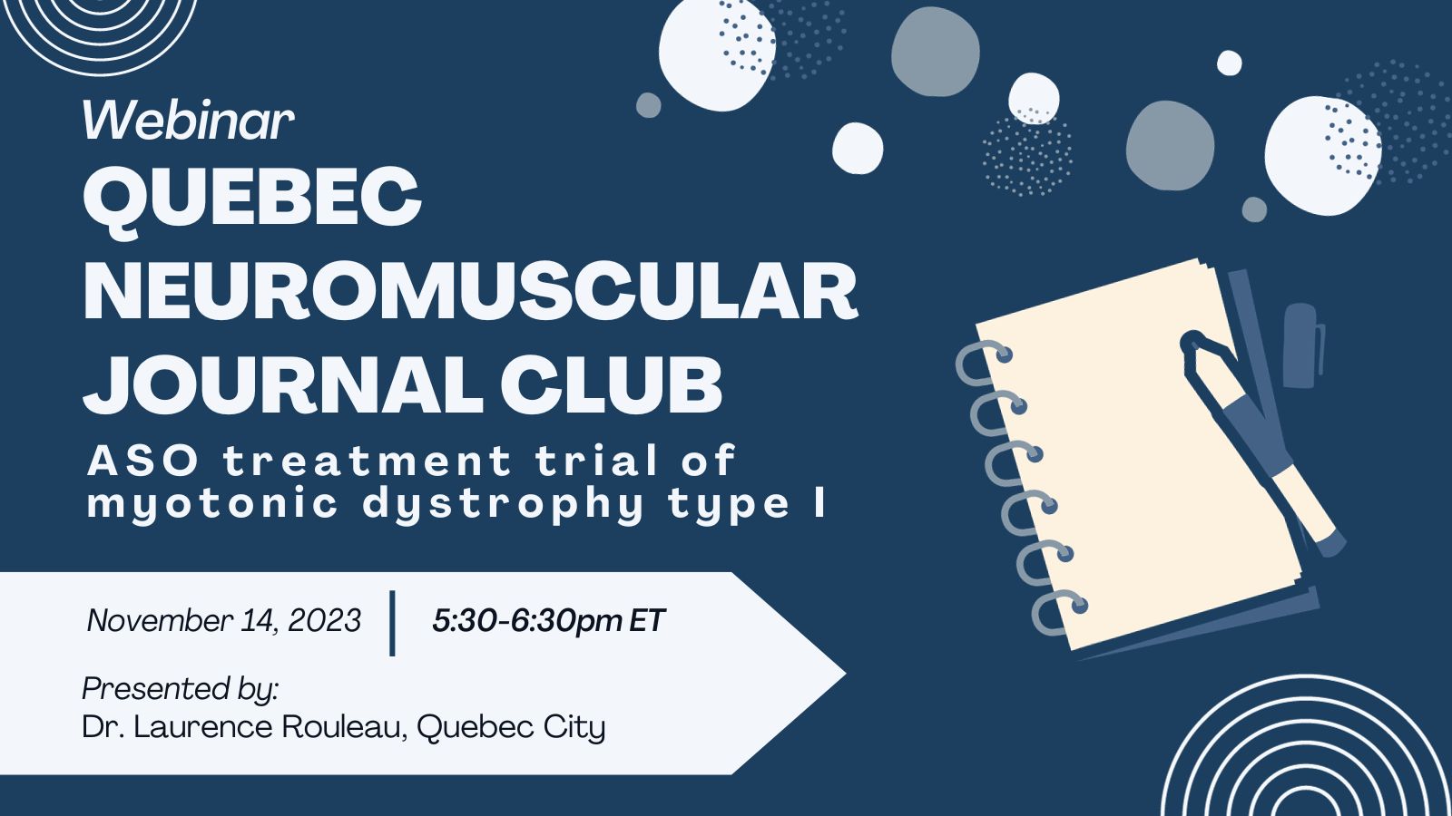Quebec Neuromuscular Journal Club poster for November 14th webinar.