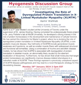 Myogenesis discussion group seminar poster for January 2024