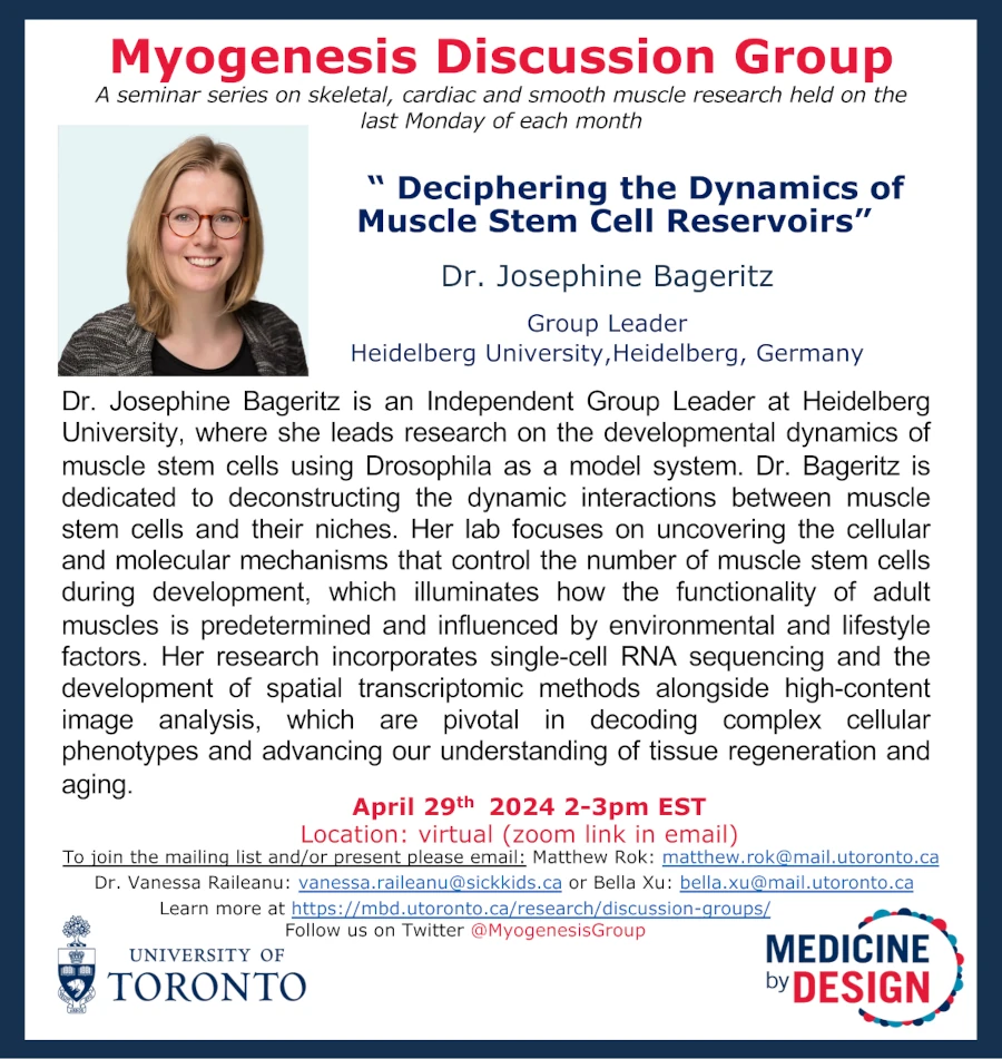 Monday April 29th Myogenesis discussion group seminar
