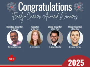 2025 NMD4C early career award winners profile pictures, text reading Congratulations Early Career Award Winners