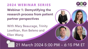 CIHR-IMHA / PxP webinar series: demystifying the research process from patient perspectives